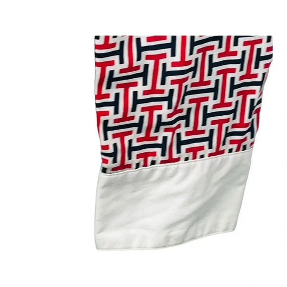 Tommy Hilfiger Y2K Red Blue TH‎ Logo Print Button Down Shirt Women Size Medium - Picture 4 of 10